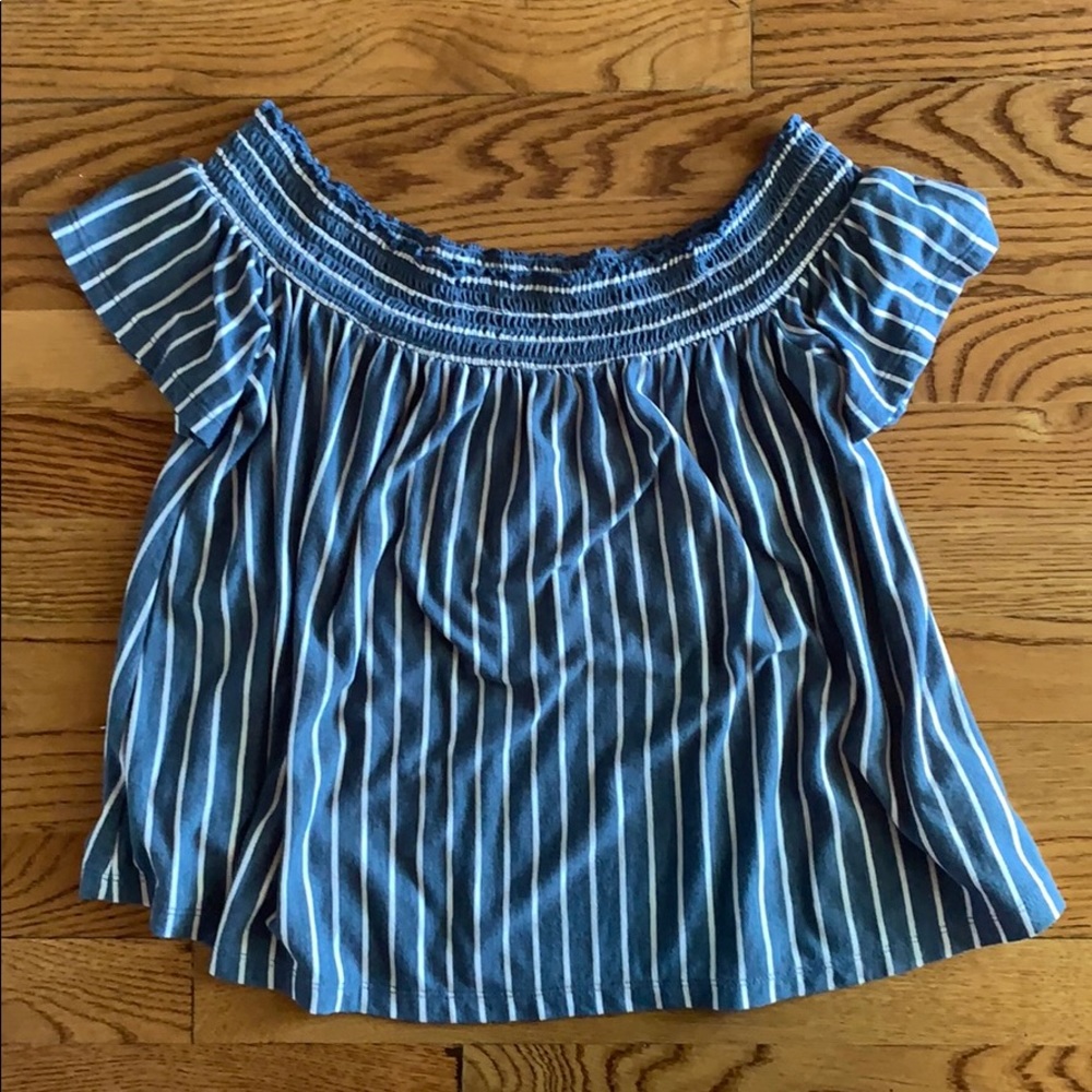 American Eagle striped off the shoulder shirt